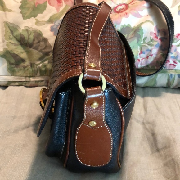 Vintage BALLY Cross-Body 2-Tone Weave Leather Black & Brown Elegant Luxe $548 - Picture 9 of 16